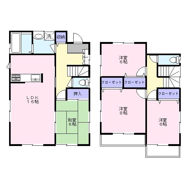 Floor plan. (4 Building), Price 29,800,000 yen, 4LDK, Land area 130.06 sq m , Building area 102.68 sq m