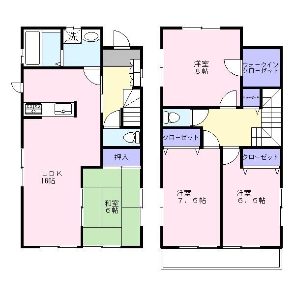 Floor plan. (6 Building), Price 29,800,000 yen, 4LDK, Land area 132.87 sq m , Building area 105.98 sq m