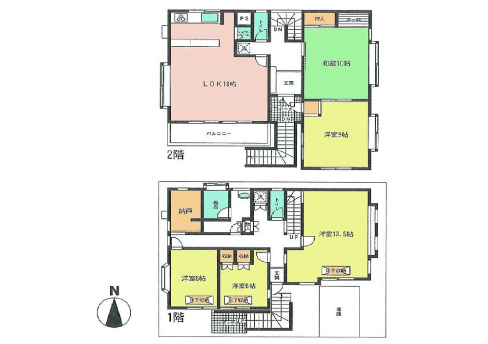 Floor plan. 23 million yen, 5LDK + S (storeroom), Land area 136.43 sq m , Building area 151.62 sq m