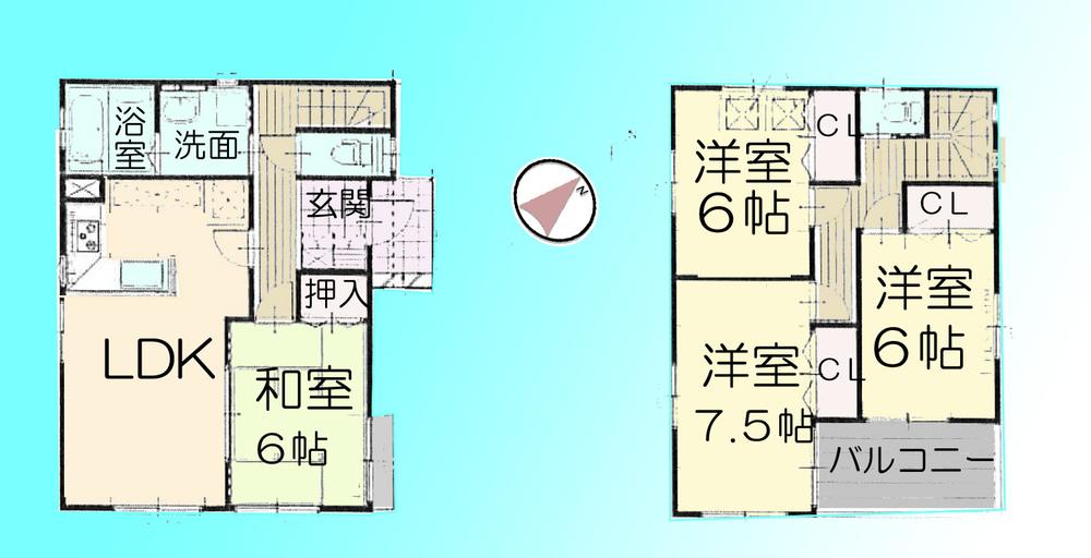 Floor plan. 22,400,000 yen, 4LDK, Land area 123.1 sq m , Building area 94.46 sq m