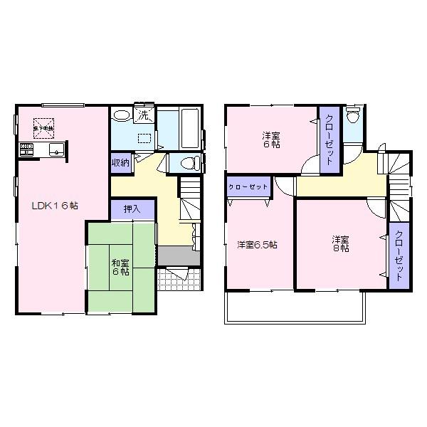 Floor plan. (Building 2), Price 27,800,000 yen, 4LDK, Land area 134.4 sq m , Building area 105.99 sq m