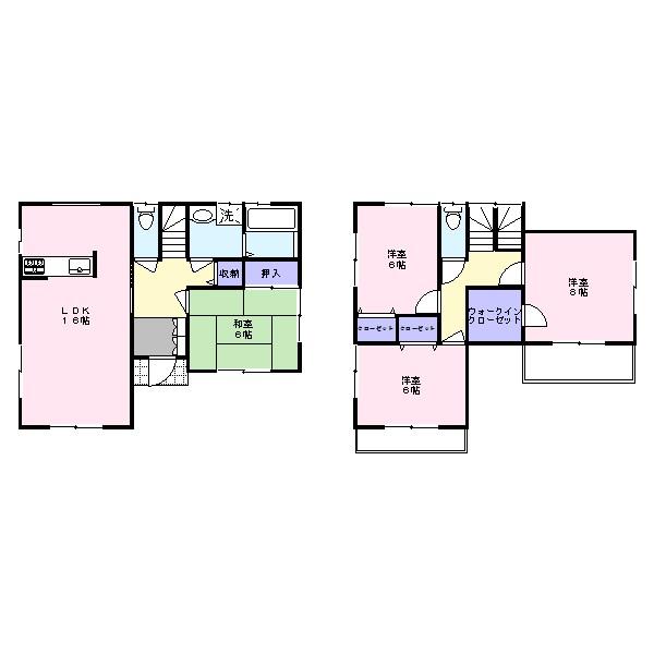 Floor plan. (6 Building), Price 29,800,000 yen, 4LDK, Land area 130.09 sq m , Building area 105.5 sq m