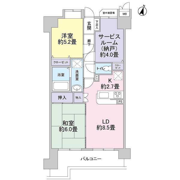 Floor plan. 3LDK, Price 15.8 million yen, Occupied area 59.74 sq m , Balcony area 10.53 sq m