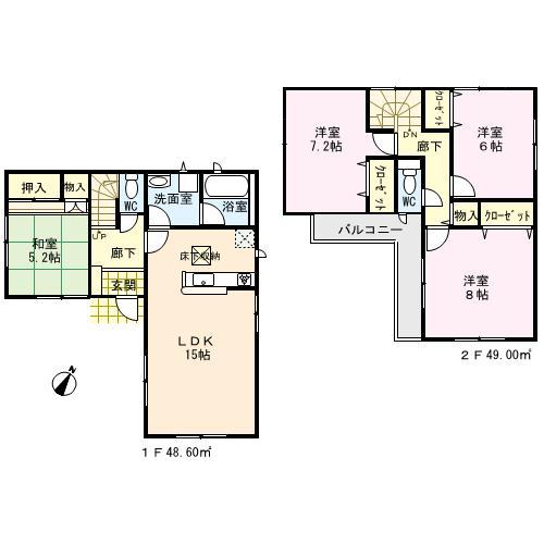 Floor plan. 36,800,000 yen, 4LDK, Land area 109.17 sq m , Building area 97.6 sq m