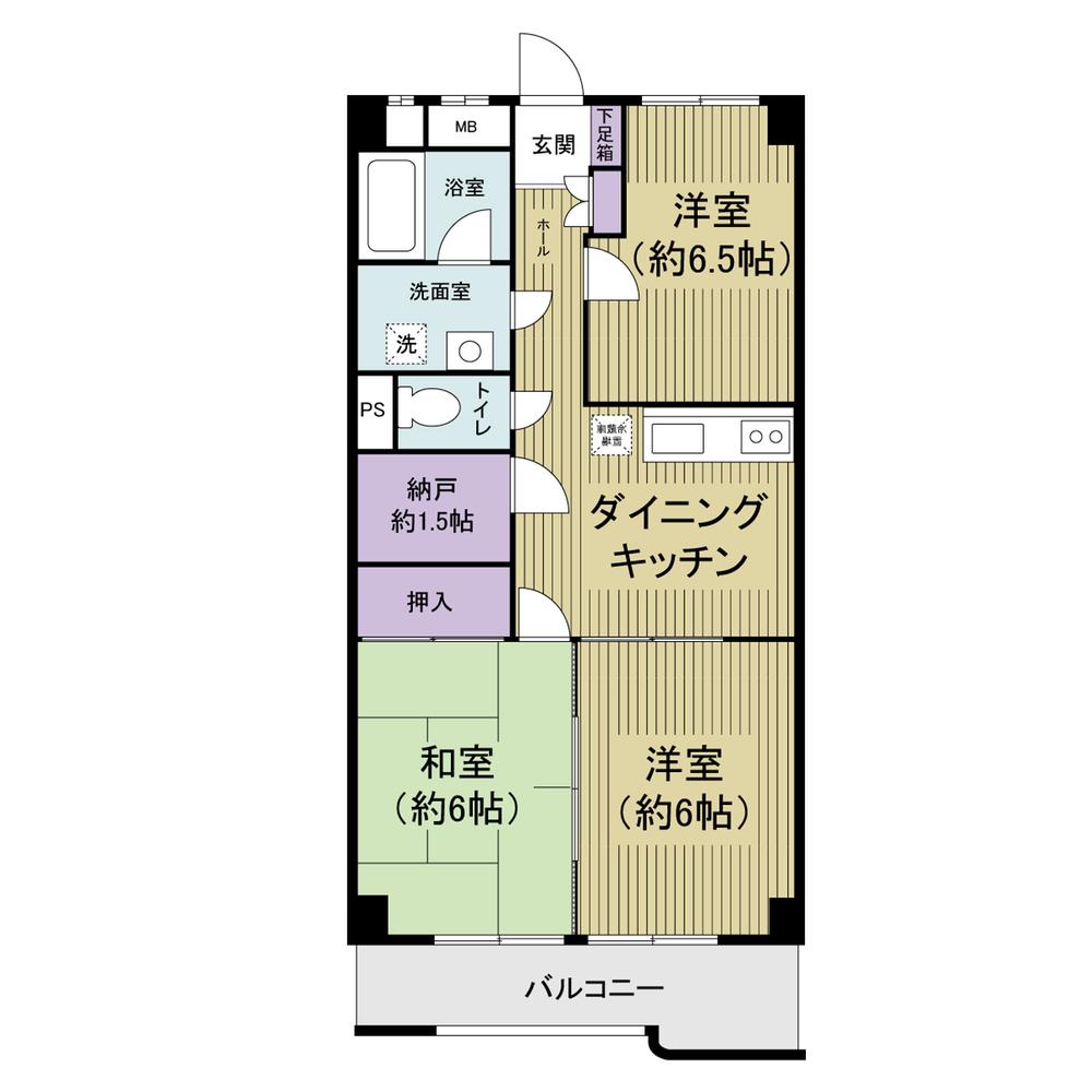 Floor plan. 3DK + S (storeroom), Price 13.8 million yen, Footprint 54 sq m , Balcony area 7.02 sq m