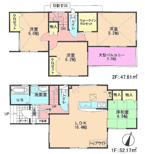 Floor plan. 39,800,000 yen, 4LDK, Land area 106.29 sq m , Building area 99.78 sq m