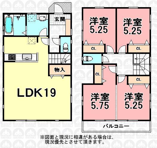 Floor plan. (1 Building), Price 38,800,000 yen, 3LDK, Land area 100 sq m , Building area 95.22 sq m