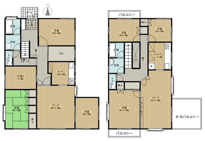 Floor plan. 46,600,000 yen, 7LLDDKK + S (storeroom), Land area 189.79 sq m , Building area 197.79 sq m