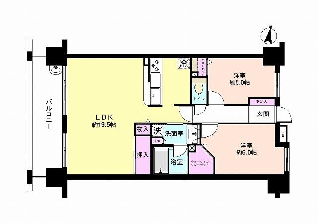 Floor plan. 2LDK, Price 20.8 million yen, Occupied area 66.79 sq m , Balcony area 10.3 sq m   ◆ A feeling of opening 19.5 quires LDK