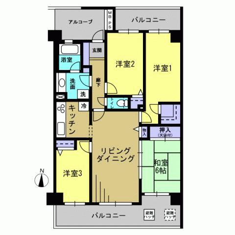 Floor plan. 4LDK, Price 22,900,000 yen, Occupied area 87.03 sq m , Balcony area 18.88 sq m