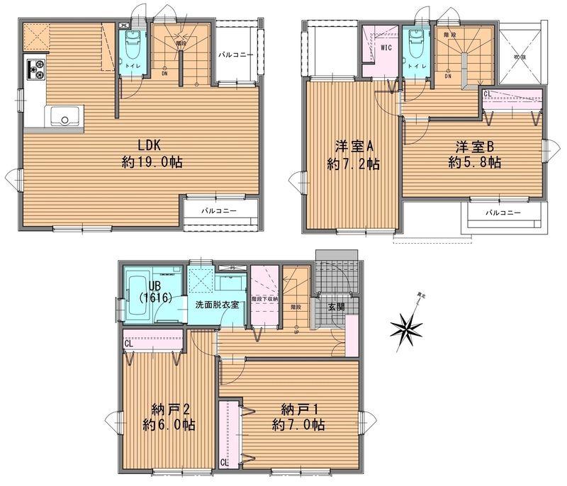 Floor plan. 46,805,000 yen, 2LDK+2S, Land area 98.72 sq m , Building area 107.35 sq m Itopia home construction
