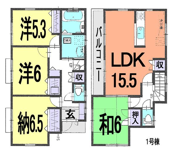 Floor plan. (1 Building), Price 26,800,000 yen, 4LDK, Land area 109.78 sq m , Building area 93.98 sq m