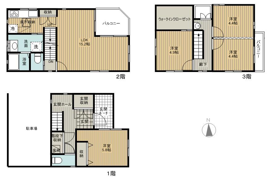 Floor plan. 34,800,000 yen, 3LDK, Land area 63 sq m , Family rejoice ^^ building area 126.01 sq m easy-to-use floor plan