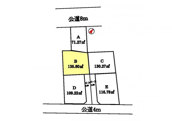 Compartment figure. Land price 23,300,000 yen, Land area 135.8 sq m