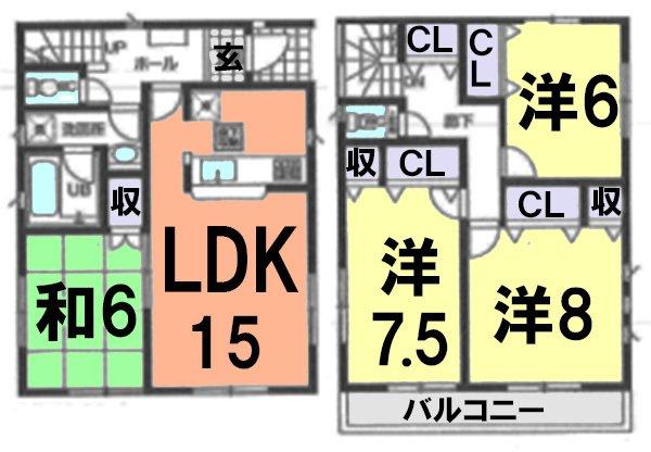 Floor plan. (3 Building), Price 39,800,000 yen, 4LDK, Land area 111.32 sq m , Building area 99.83 sq m