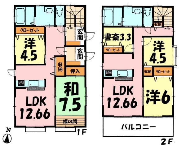 Floor plan. 44,800,000 yen, 4LDK, Land area 214.91 sq m , Building area 133.32 sq m