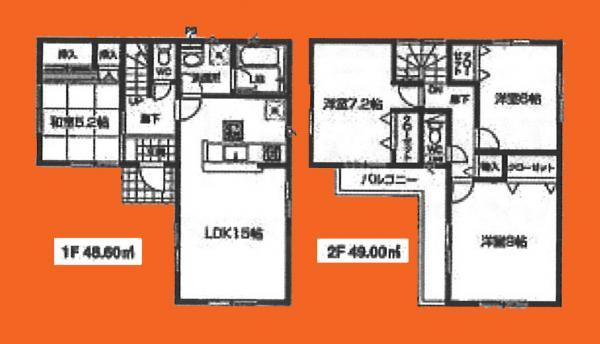 Floor plan. 36,800,000 yen, 4LDK, Land area 109.17 sq m , Building area 97.6 sq m