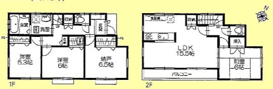 Floor plan. 26,800,000 yen, 3LDK + S (storeroom), Land area 109.78 sq m , Building area 93.98 sq m