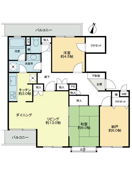 Floor plan. 2LDK + S (storeroom), Price 12.9 million yen, Occupied area 83.43 sq m , Balcony area 11.44 sq m floor plan
