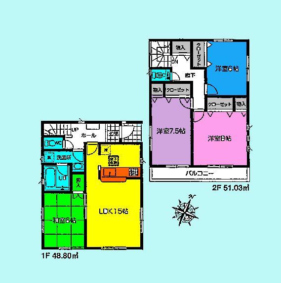 Floor plan. (3 Building), Price 39,800,000 yen, 4LDK, Land area 111.32 sq m , Building area 99.83 sq m