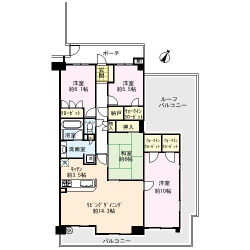Floor plan. 4LDK+S, Price 40,500,000 yen, Footprint 100.75 sq m , Balcony area 20.02 sq m
