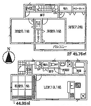 Floor plan. (7 Building), Price 29,800,000 yen, 4LDK, Land area 107.26 sq m , Building area 90.71 sq m