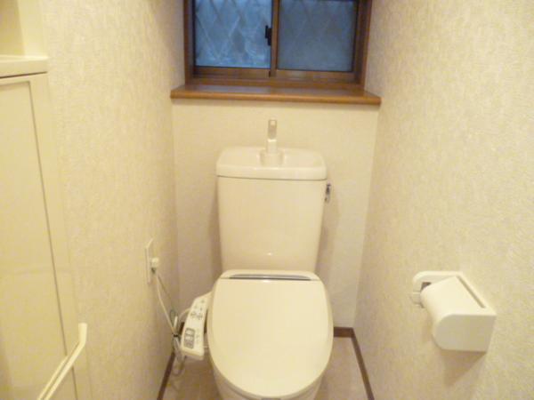 Toilet. First floor toilet new With cleaning toilet seat