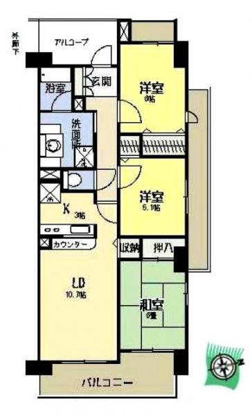 Floor plan. 3LDK, Price 19.3 million yen, Occupied area 69.94 sq m , Balcony area 6.4 sq m