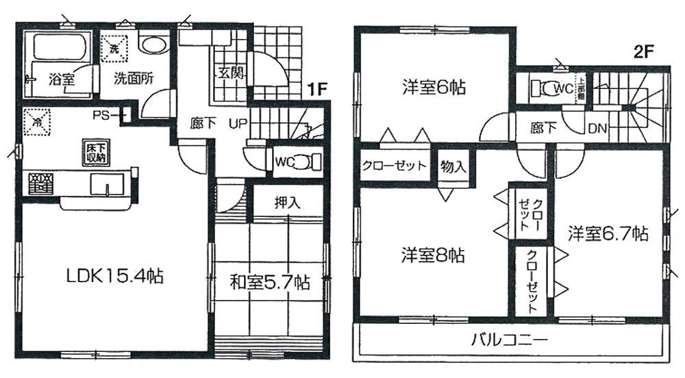 Floor plan. 35,800,000 yen, 4LDK, Land area 96.23 sq m , Building area 96.39 sq m