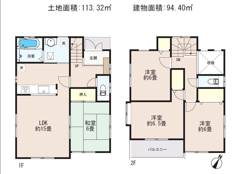 Floor plan. (3), Price 35,800,000 yen, 4LDK, Land area 113.32 sq m , Building area 94.4 sq m