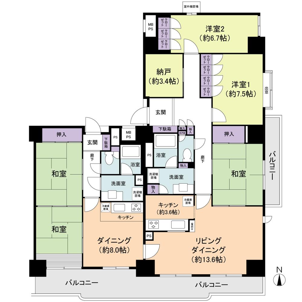 Floor plan. 5LLDDKK + S (storeroom), Price 29,800,000 yen, Footprint 148.98 sq m , Is a floor plan that can be used as a balcony area 24.25 sq m 2 family house