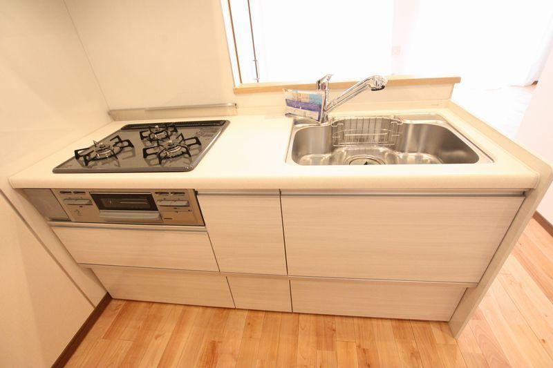 Bathroom. 3-burner stove ・ Faucet system Kitchen newly established with an integrated water purifier