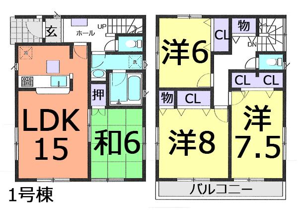 Floor plan. 28.8 million yen, 4LDK, Land area 100.27 sq m , Building area 99.83 sq m 1 Building