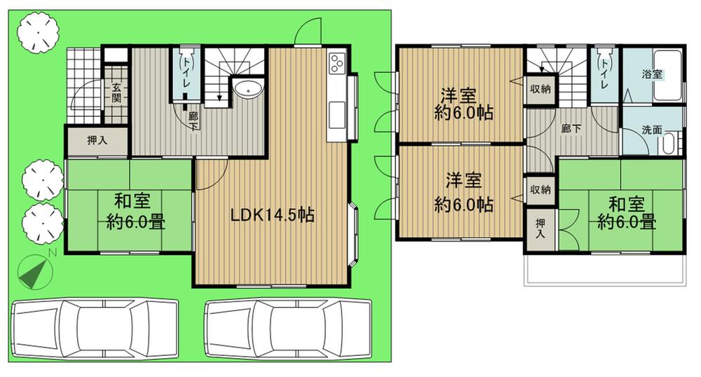 Floor plan. 18,800,000 yen, 4LDK, Land area 100.69 sq m , Building area 93.98 sq m