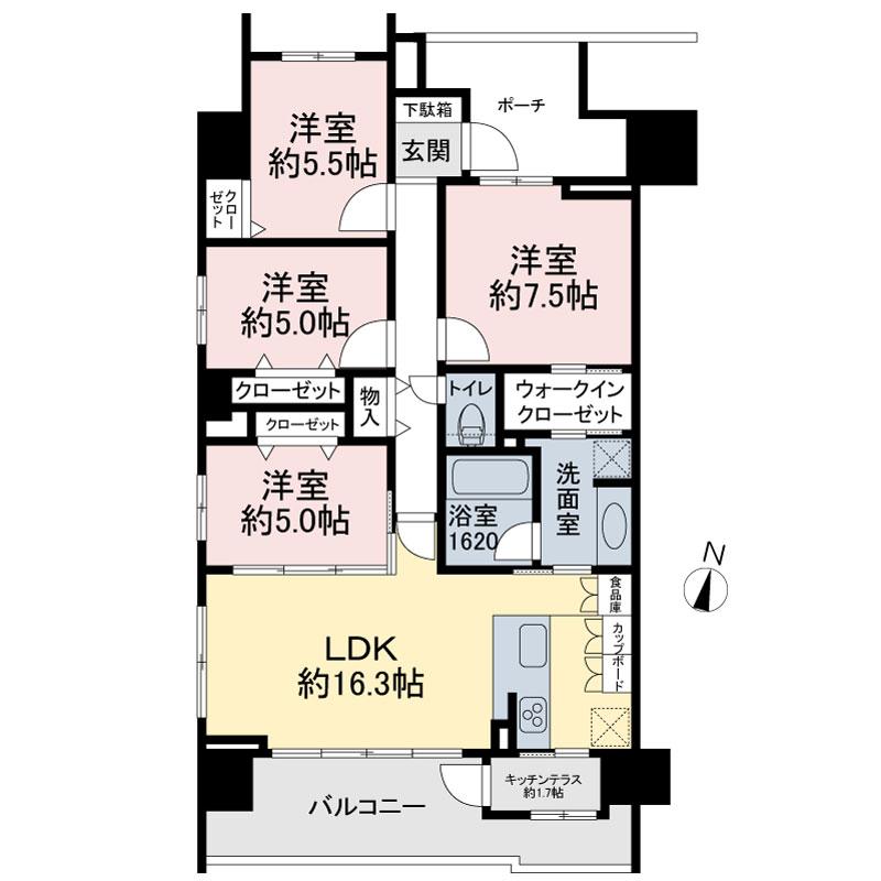 Floor plan. 4LDK, Price 42,800,000 yen, Occupied area 95.42 sq m , Balcony area 10.5 sq m
