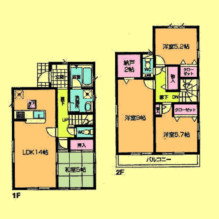 Floor plan. Price 25,800,000 yen, 4LDK+S, Land area 107.24 sq m , Building area 95.17 sq m