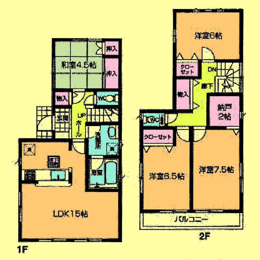 Floor plan. Price 25,800,000 yen, 4LDK+S, Land area 107.23 sq m , Building area 96.79 sq m