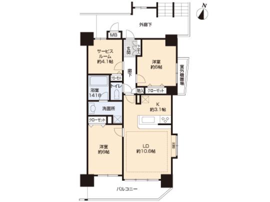 Floor plan. 2LDK, Price 25,800,000 yen, Occupied area 64.95 sq m , Balcony area 9.56 sq m floor plan