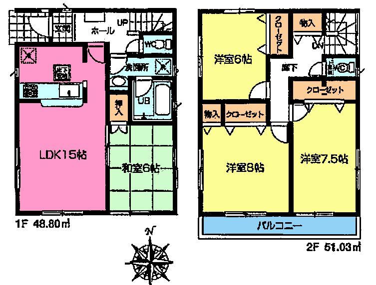 Floor plan. 28.8 million yen, 4LDK, Land area 100.27 sq m , Building area 99.83 sq m