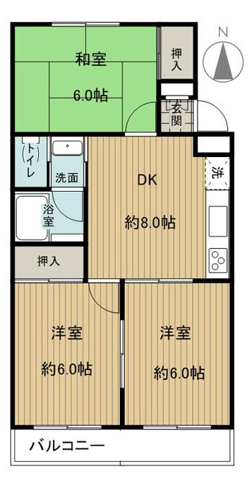 Floor plan. 3DK, Price 7.2 million yen, Occupied area 47.91 sq m , Balcony area 5.4 sq m indoor (May 2013) Shooting All rooms 6 quires more, It is very easy to use ^^