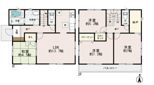 Floor plan. 26,800,000 yen, 4LDK+S, Land area 127.5 sq m , Building area 91.53 sq m 4 Building