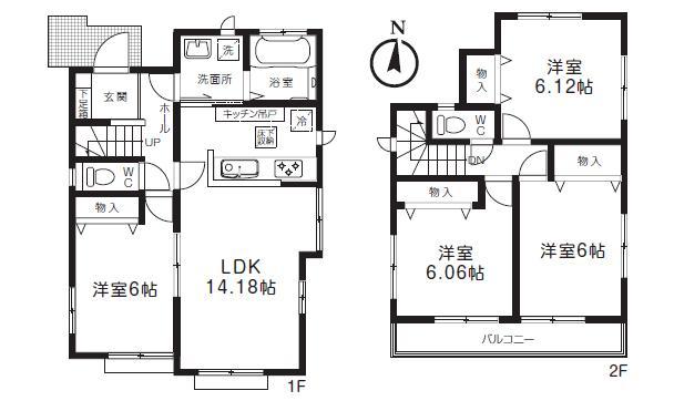 Floor plan. (D), Price 33,800,000 yen, 4LDK, Land area 100.08 sq m , Building area 90.77 sq m