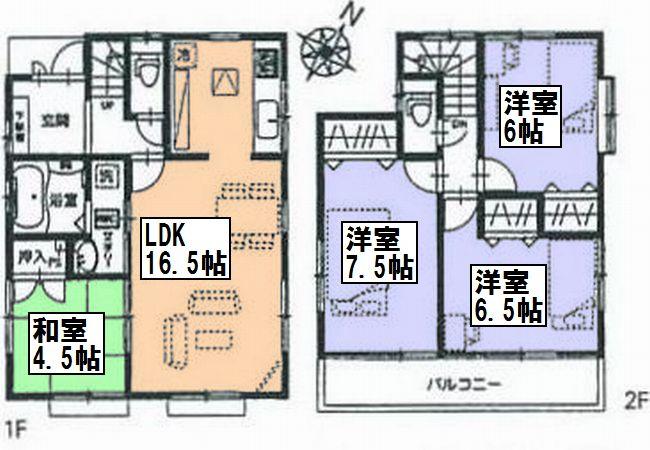 Floor plan. (1 Building), Price 35,800,000 yen, 4LDK, Land area 113.31 sq m , Building area 93.57 sq m