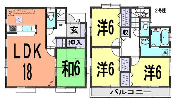 Floor plan. (Building 2), Price 38,800,000 yen, 4LDK, Land area 110.01 sq m , Building area 100.19 sq m