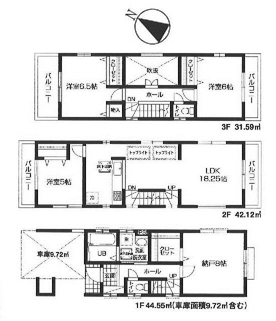 Floor plan. (1 Building), Price 37,800,000 yen, 3LDK+S, Land area 80.86 sq m , Building area 118.26 sq m