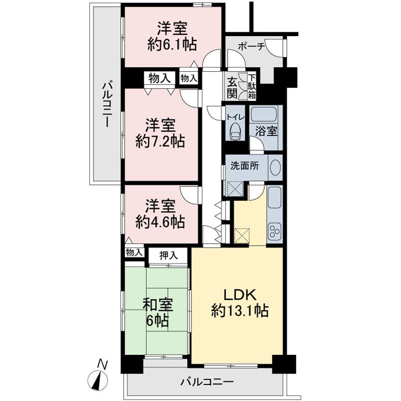 Floor plan. 4LDK, Price 16.8 million yen, Occupied area 86.02 sq m , Balcony area 17.46 sq m