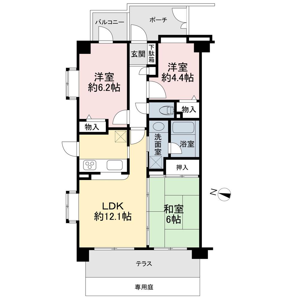 Floor plan. 3LDK, Price 13.8 million yen, Occupied area 62.83 sq m