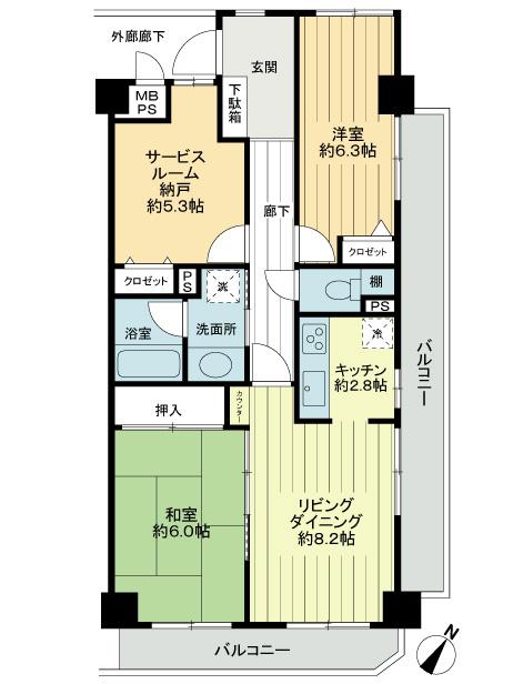 Floor plan. 2LDK + S (storeroom), Price 23 million yen, Occupied area 68.84 sq m , Balcony area 13.91 sq m floor plan
