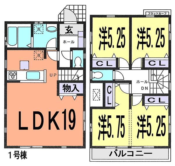 Floor plan. (1 Building), Price 38,800,000 yen, 4LDK, Land area 100 sq m , Building area 95.22 sq m