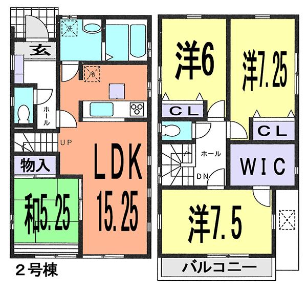 Floor plan. (Building 2), Price 38,800,000 yen, 4LDK, Land area 100 sq m , Building area 100.19 sq m